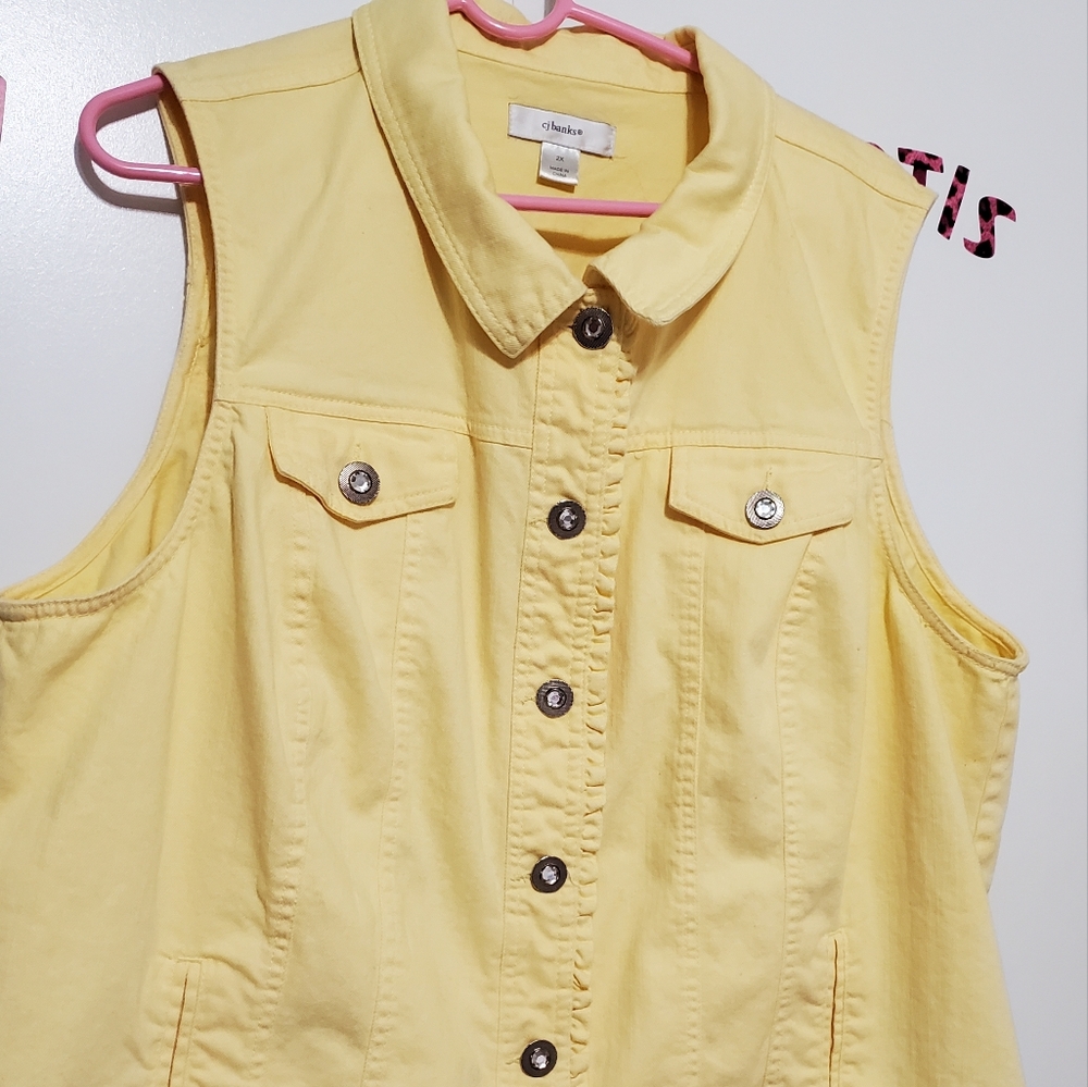 Christopher & Banks Yellow Denim Vest